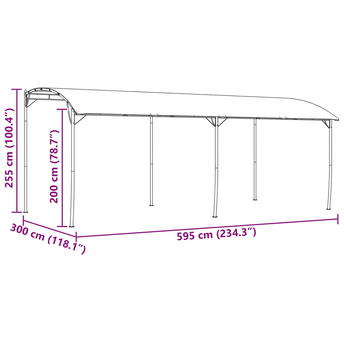 Prieel 6 x 3 x 2,55 m Groen Stof en Aluminium 180