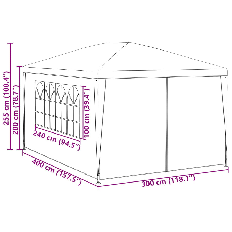 Partytent met Wand Rood 400 x 300 x 255 cm