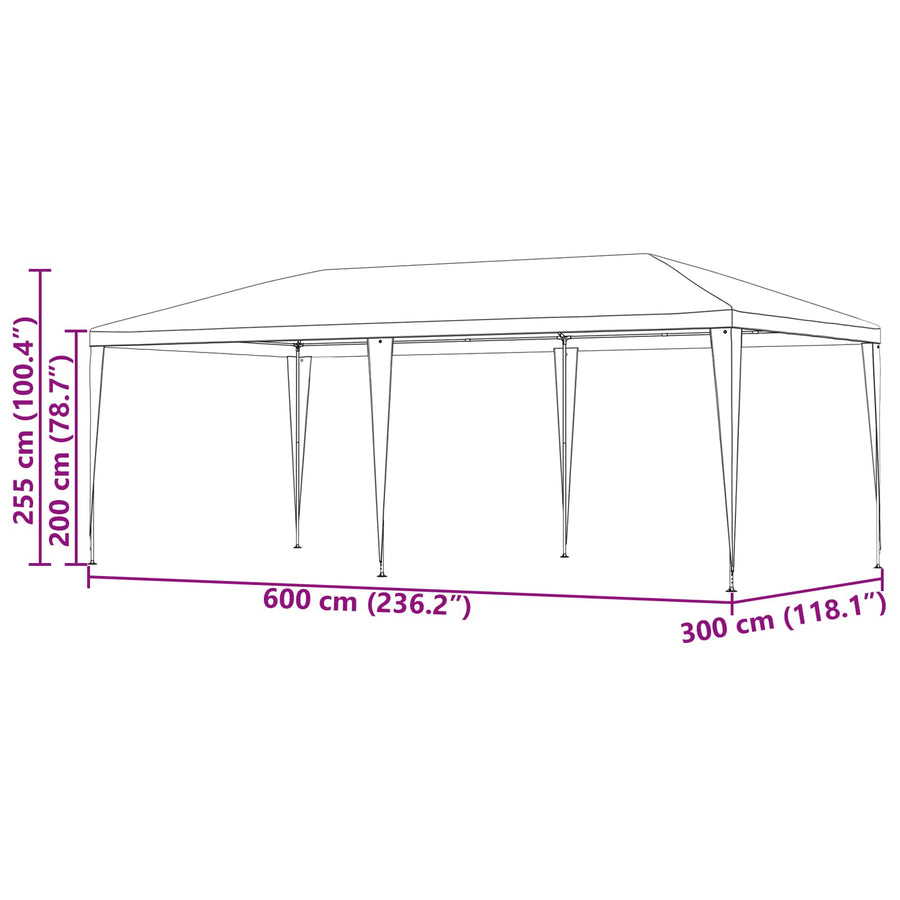 Partytent Rood 600 x 300 x 255 cm PE en staal
