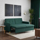 Extendable Sofa Bed Dark Green Fabric