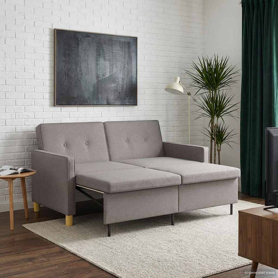 Uittrekbare Slaapbank Taupe Stof