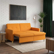 Slaapbank donkergeel stof 154x94x80 cm