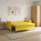 Extendable Sofa Bed Light Yellow Fabric