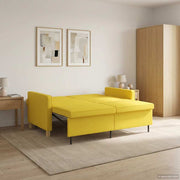 Slaapbank 154x94x80 cm lichtgeel stof