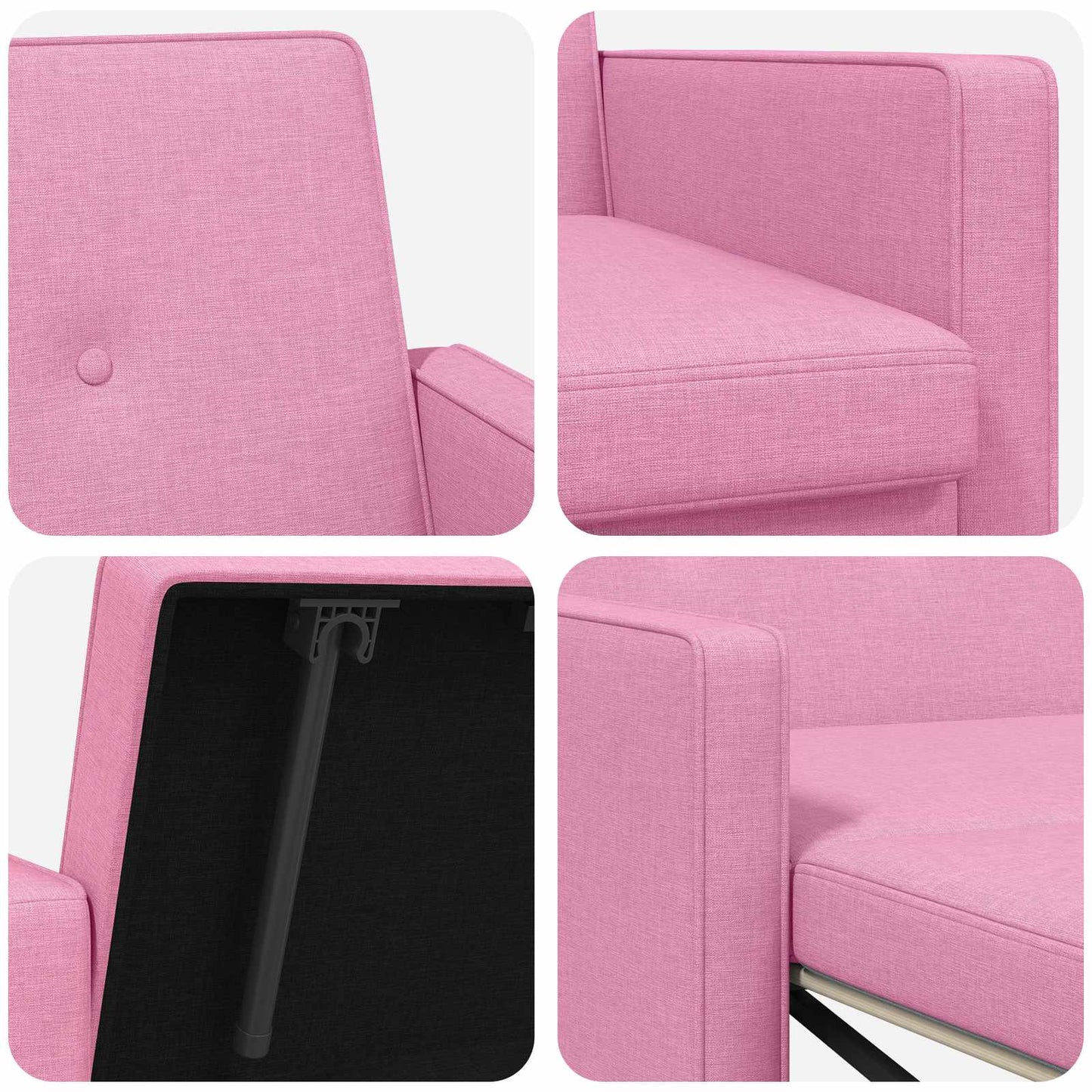 Uittrekbare Slaapbank Roze Stof