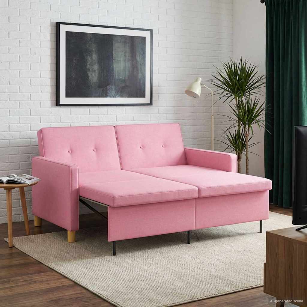 Uittrekbare Slaapbank Roze Stof