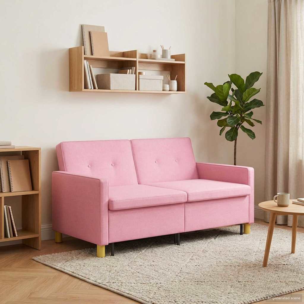 Uittrekbare Slaapbank Roze Stof