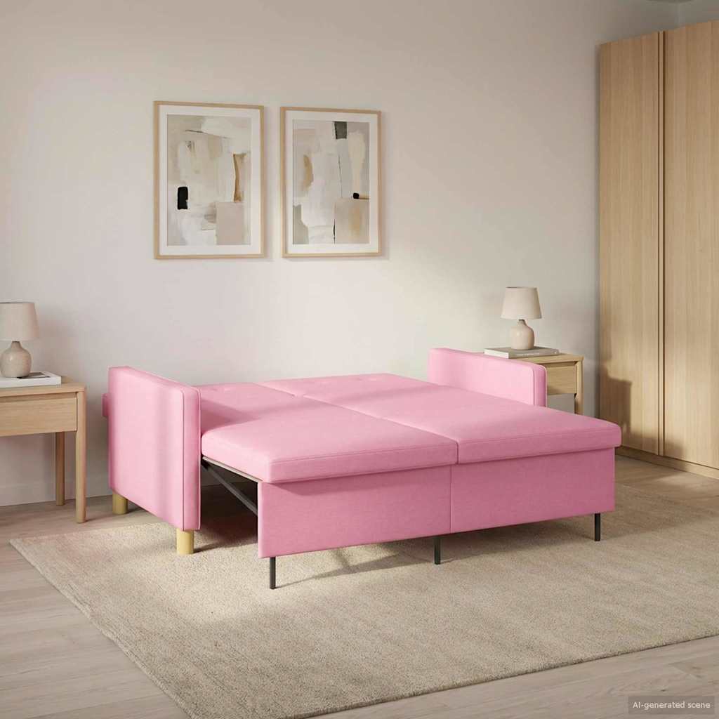 Uittrekbare Slaapbank Roze Stof