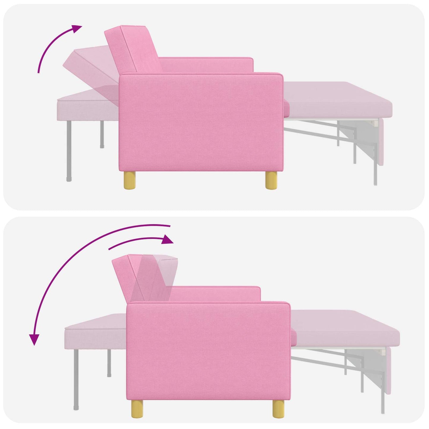 Uittrekbare Slaapbank Roze Stof