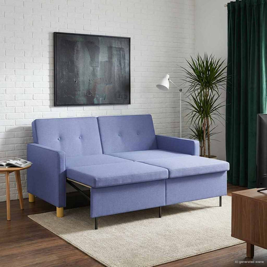 Uittrekbare Slaapbank Jeans Blauw Stof