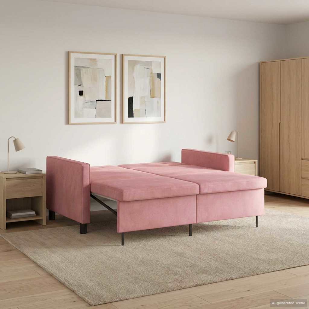 Slaapbank Roze Stof