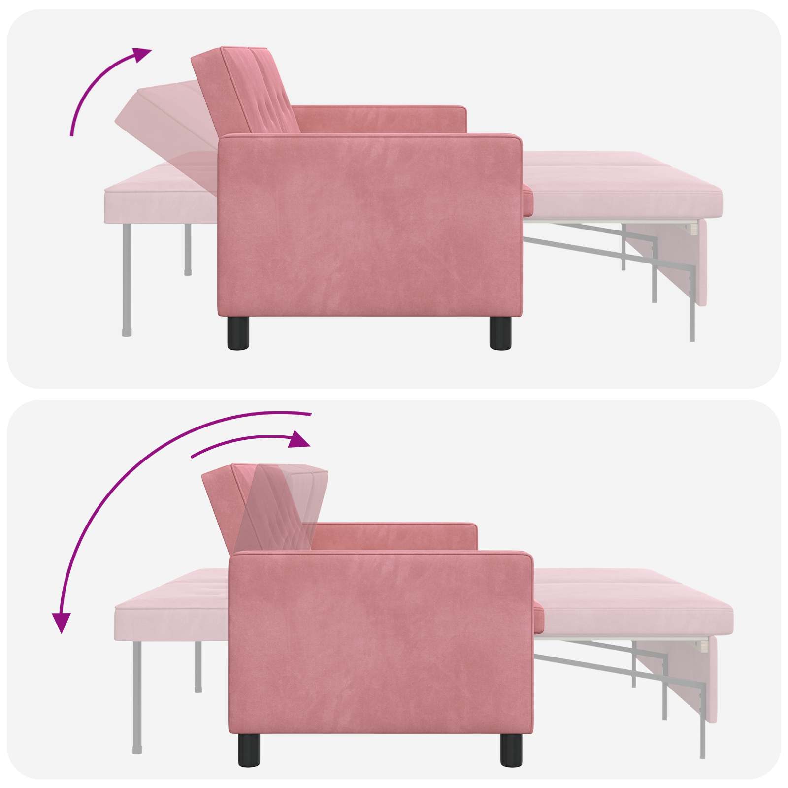 Slaapbank Roze Stof