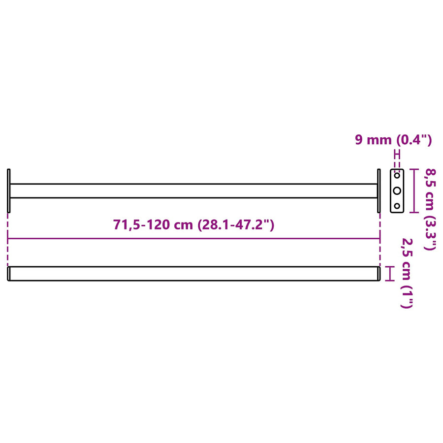 Verstelbare raamveiligheidsbalk 3 pcs Wit Staal