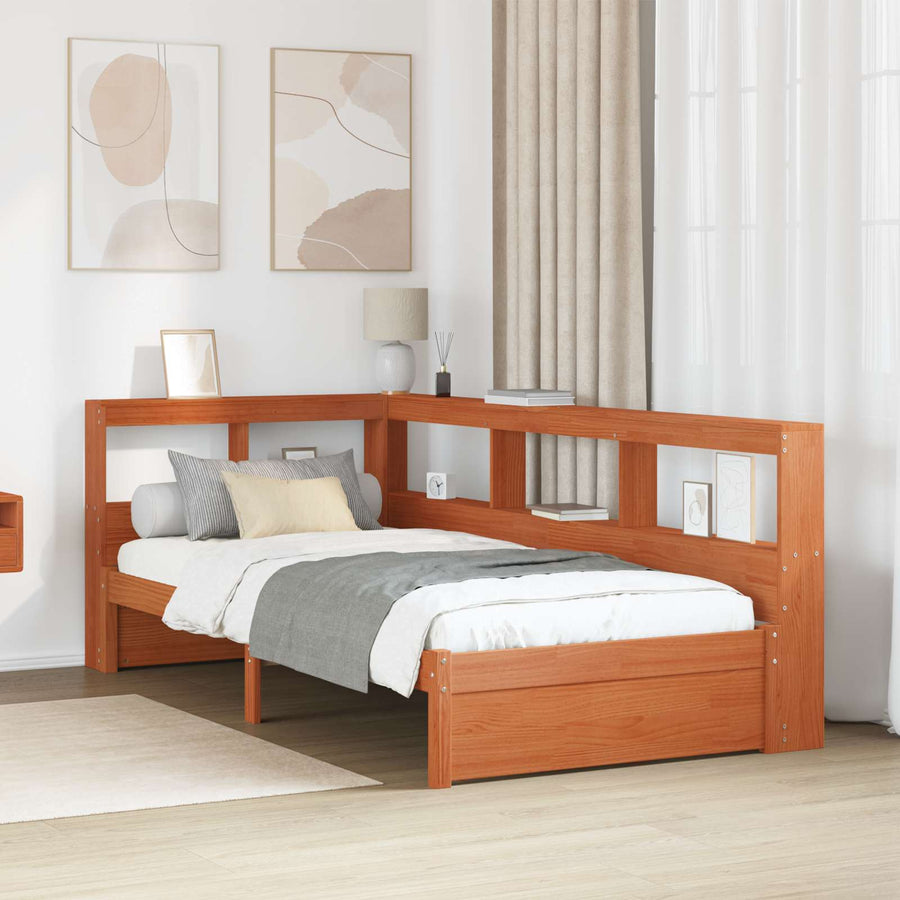 Boekenkast Bed met hoofdeinde met opslag Massief Vurenhout