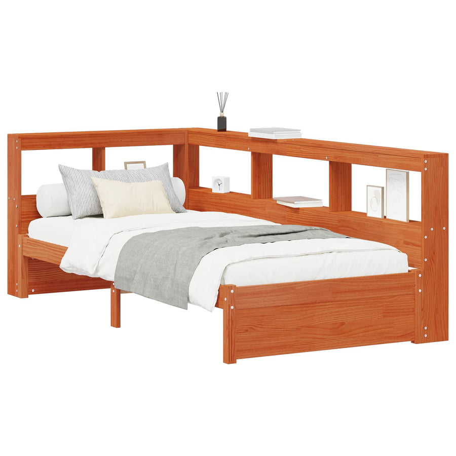 Boekenkast Bed met hoofdeinde met opslag Massief Vurenhout