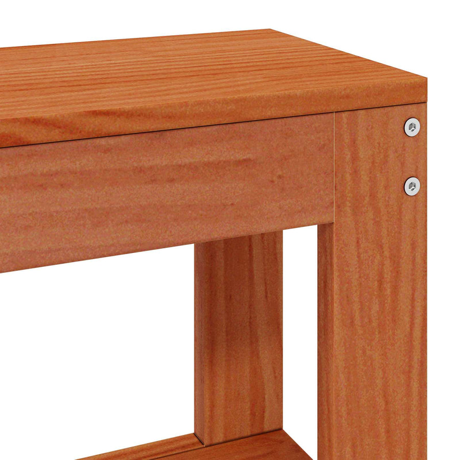 Bedframe met hoofdeinde met opslag Wasbruin Massief Vurenhout