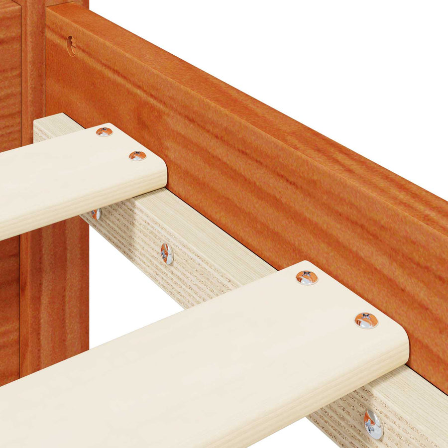 Bedframe met hoofdeinde met opslag Wasbruin Massief Vurenhout