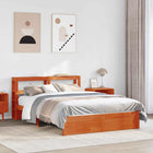 Bed Frame with Headboard Storage Washed Brown Solid Spruce Wood