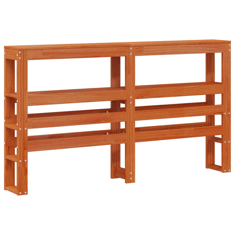 Bedframe met hoofdeinde met opslag Wasbruin Massief Vurenhout