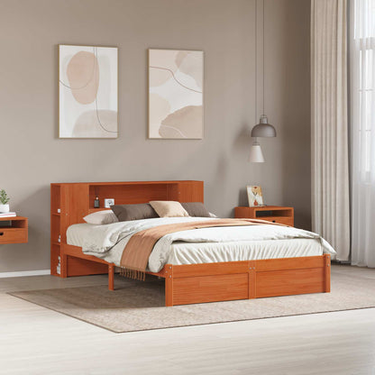 Bedframe met opberghoofdeksel met opslag Wasbruin 140 x 190 cm