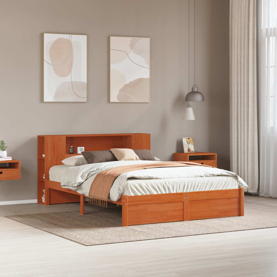 Bedframe met opberghoofdeksel met opslag Wasbruin 140 x 190 cm