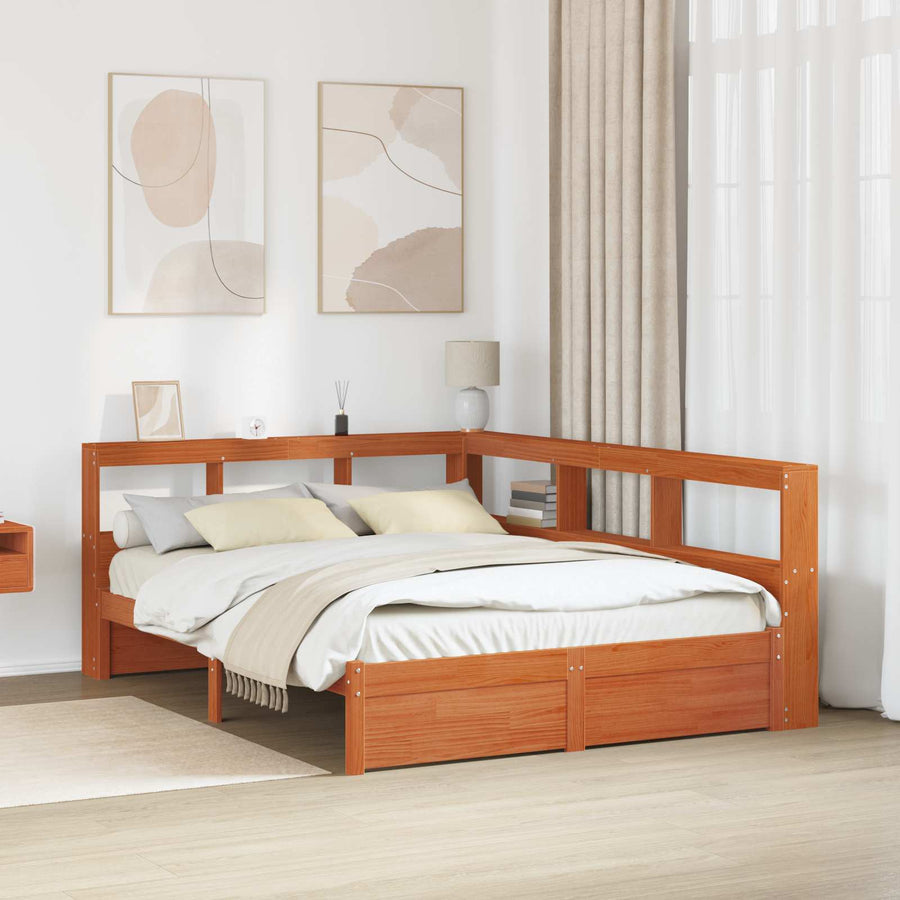 Boekenkast Bed met hoofdeinde met opslag Massief Vurenhout