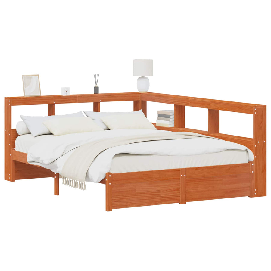 Boekenkast Bed met hoofdeinde met opslag Massief Vurenhout