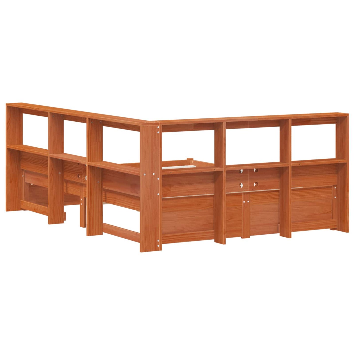 Boekenkast Bed met hoofdeinde met opslag Massief Vurenhout