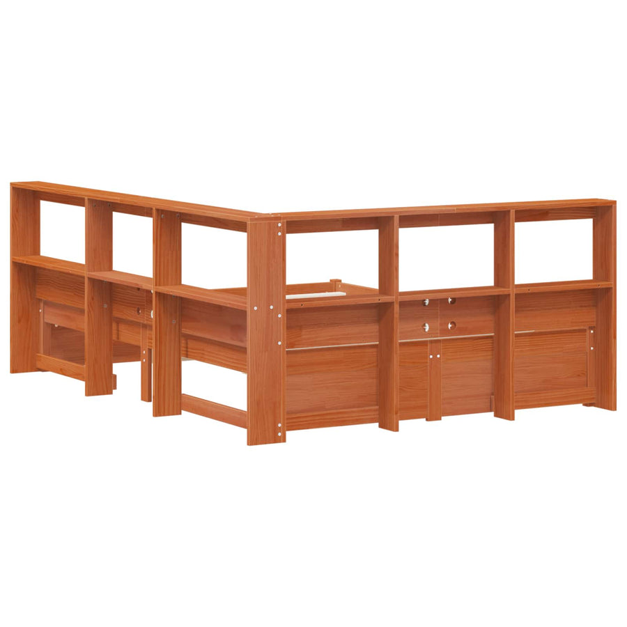 Boekenkast Bed met hoofdeinde met opslag Massief Vurenhout