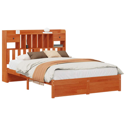Boekenkast Bedframe met hoofdeinde met lade Massief Vurenhout