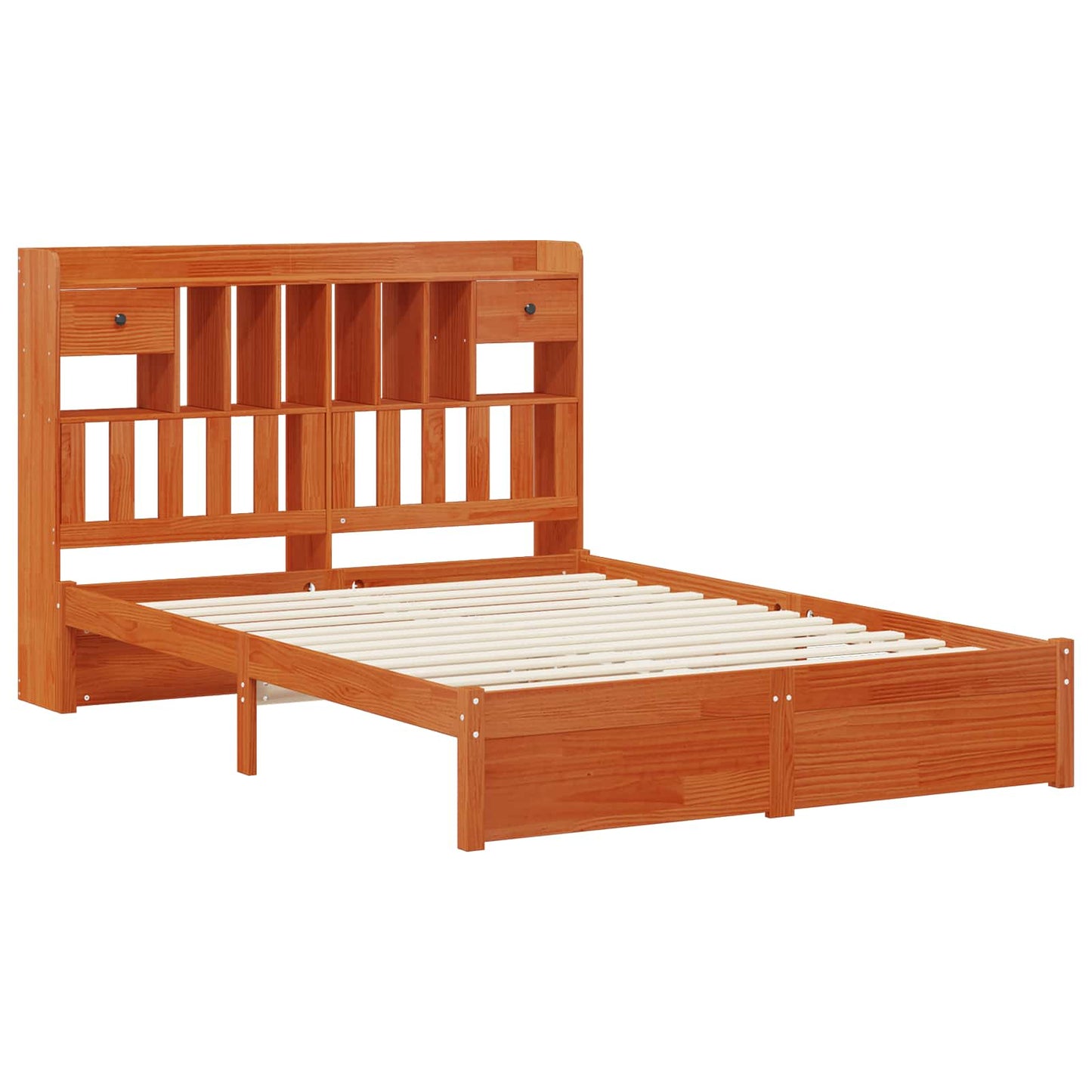 Boekenkast Bedframe met hoofdeinde met lade Massief Vurenhout