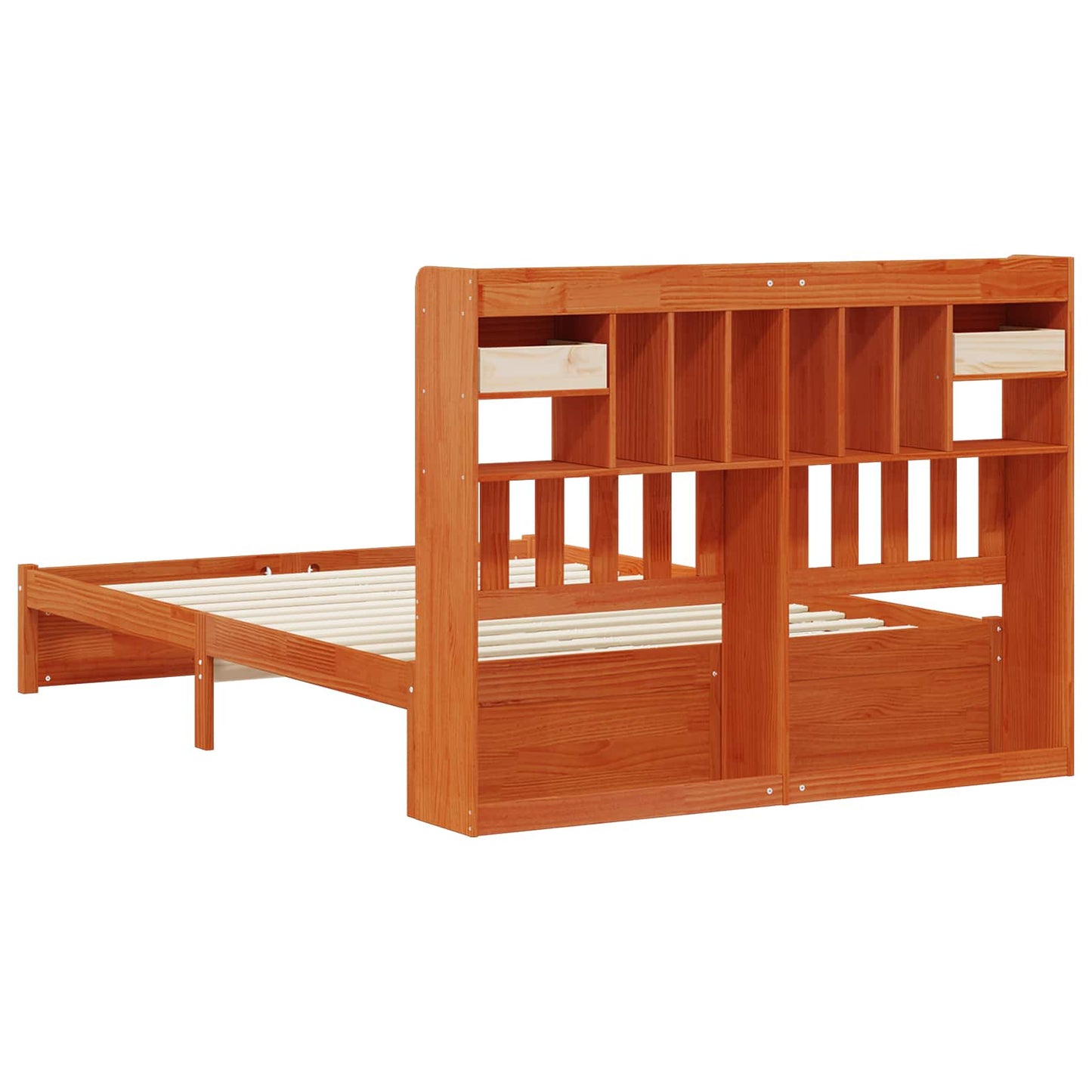 Boekenkast Bedframe met hoofdeinde met lade Massief Vurenhout