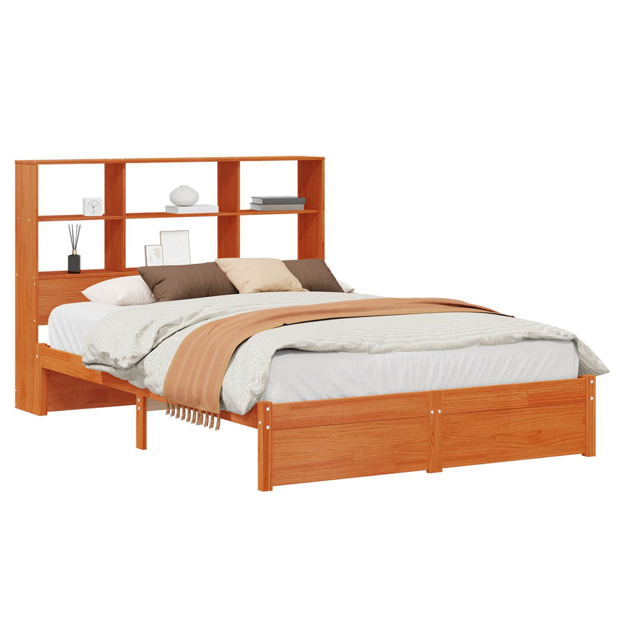 Bedframe met opberghoofdeksel Waskleur Bruin 140 x 190 cm
