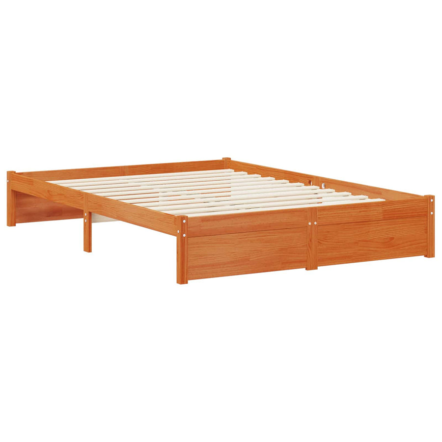 Bedframe met opberghoofdeksel Waskleur Bruin 140 x 190 cm