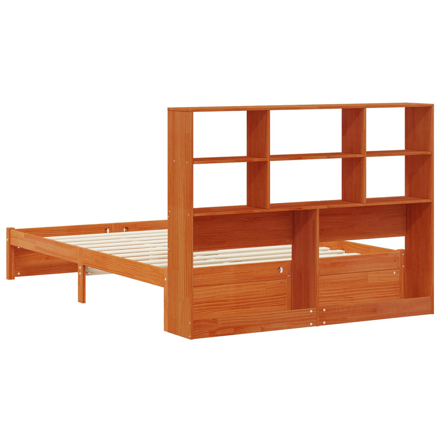 Bedframe met opberghoofdeksel Waskleur Bruin 140 x 190 cm