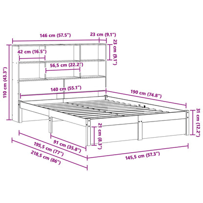 Bedframe met opberghoofdeksel Waskleur Bruin 140 x 190 cm