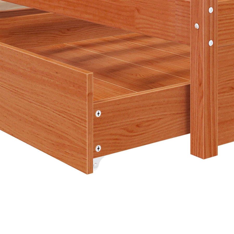 Bedframe met lade met opslag 3 pcs Wasbruin Grenenhout