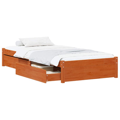 Bedframe met lade met opslag 3 pcs Wasbruin Grenenhout