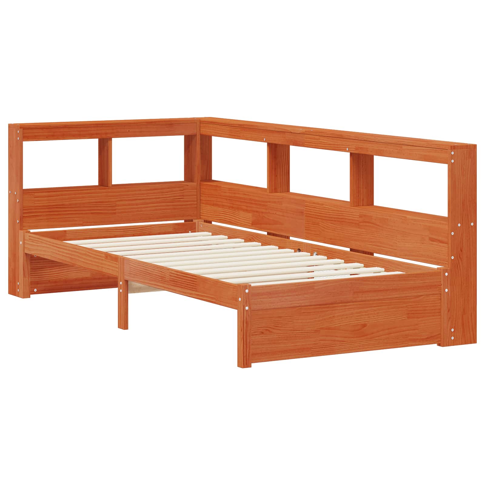 Boekenkast Bed met hoofdeinde met opslag Massief Vurenhout