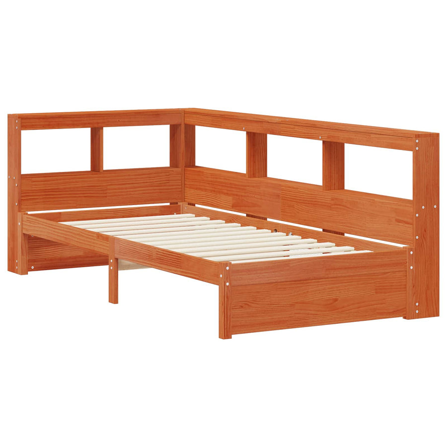 Boekenkast Bed met hoofdeinde met opslag Massief Vurenhout