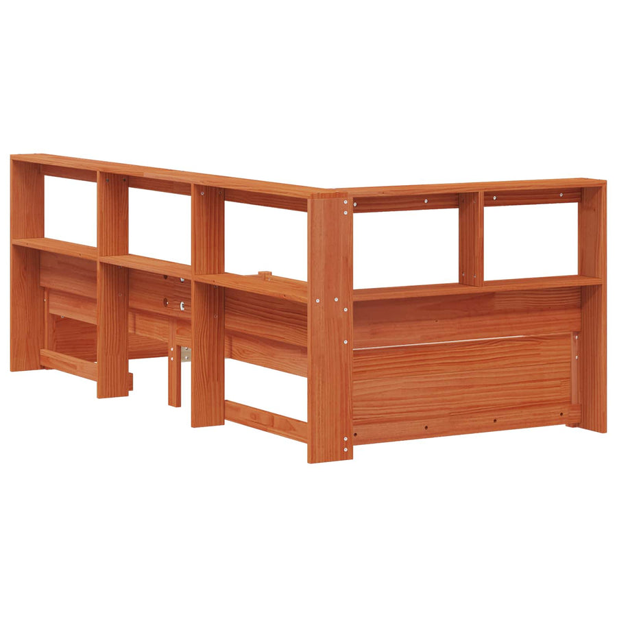 Boekenkast Bed met hoofdeinde met opslag Massief Vurenhout