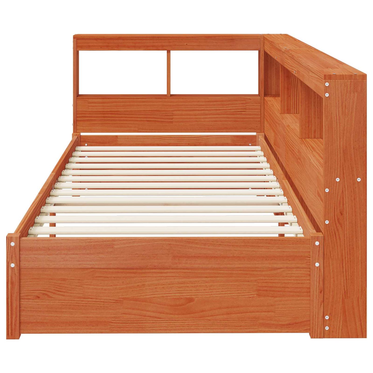 Boekenkast Bed met hoofdeinde met opslag Massief Vurenhout