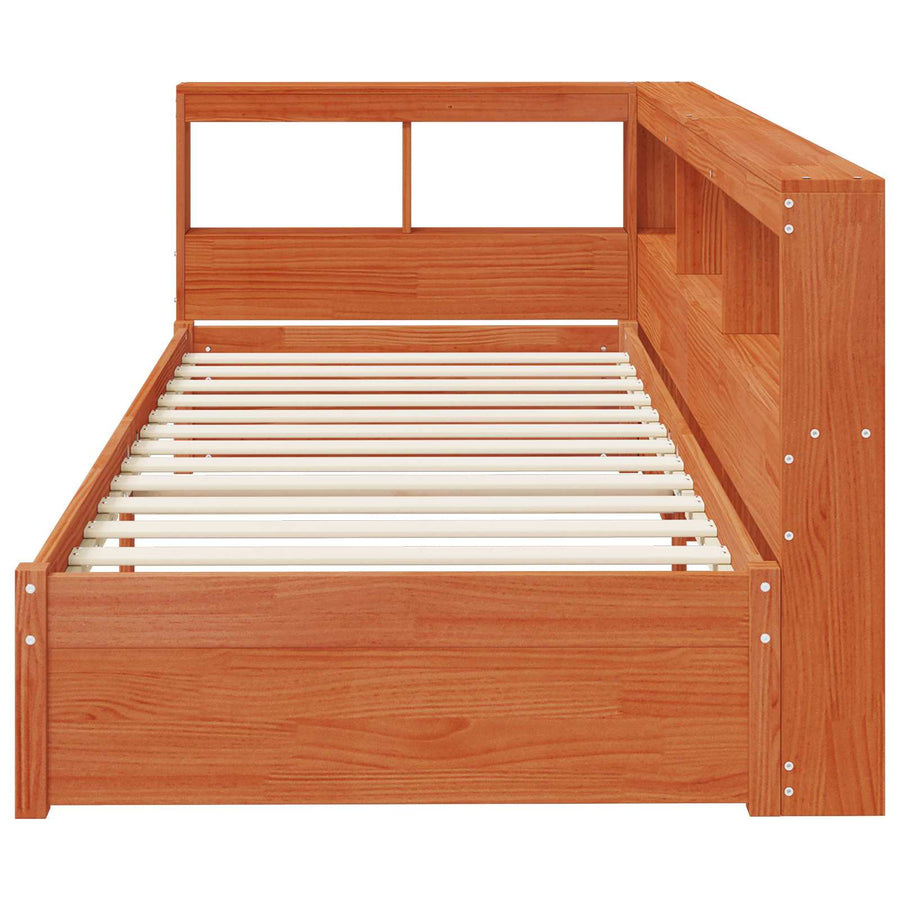 Boekenkast Bed met hoofdeinde met opslag Massief Vurenhout