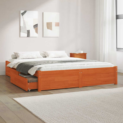 Bedframe met lade met opslag Massief Vurenhout