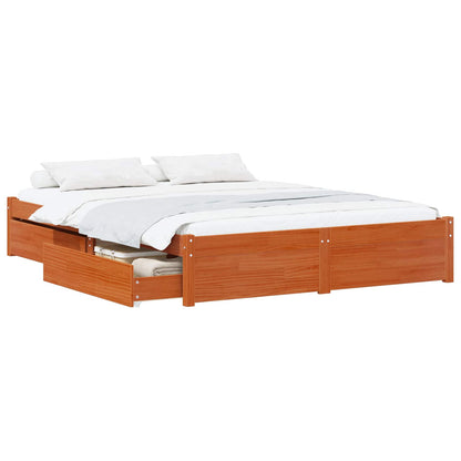 Bedframe met lade met opslag Massief Vurenhout