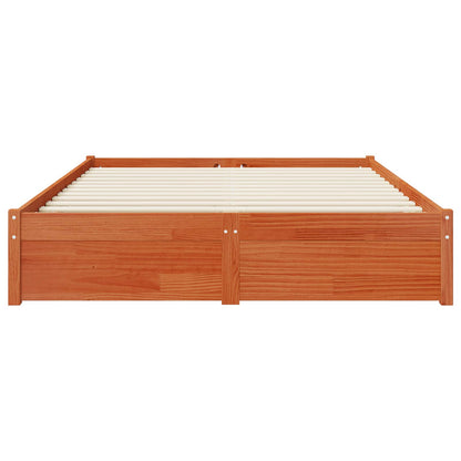 Bedframe met lade met opslag Wasbruin Massief Vurenhout