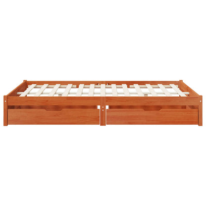 Bedframe met lade met opslag Wasbruin Massief Vurenhout