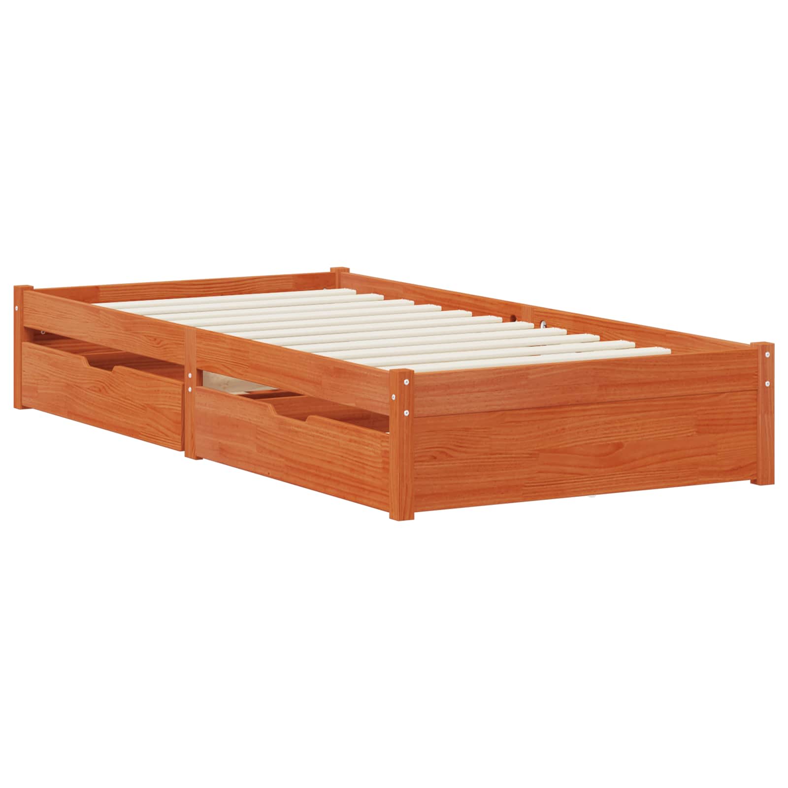 Bedframe met lade met opslag Wasbruin Massief Vurenhout