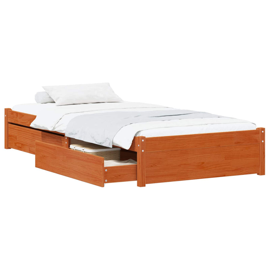 Bedframe met lade met opslag 3 pcs Wasbruin Grenenhout