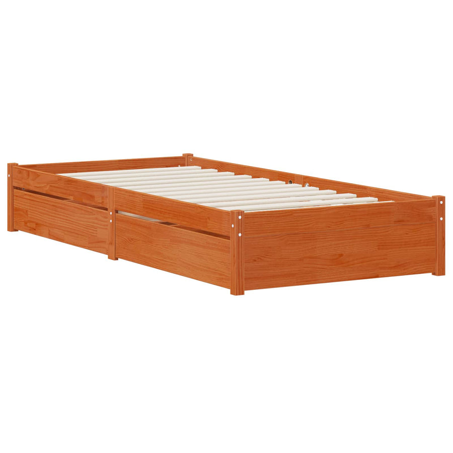 Bedframe met lade met opslag 3 pcs Wasbruin Grenenhout